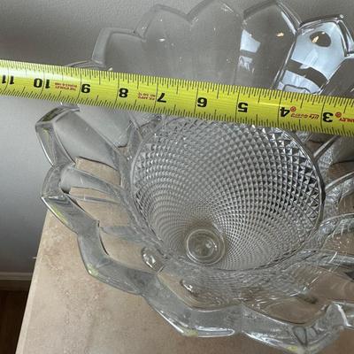 Glass Pedestal Vase with Scalloped Rim
