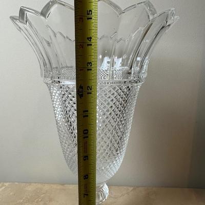 Glass Pedestal Vase with Scalloped Rim