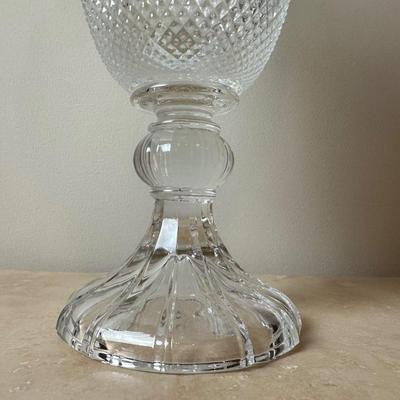 Glass Pedestal Vase with Scalloped Rim