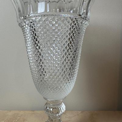 Glass Pedestal Vase with Scalloped Rim