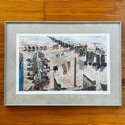 Sale Photo Thumbnail #71: Light green frame, matted with glass measures 26" x 19"