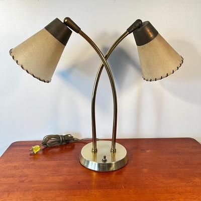 Sale Photo Thumbnail #77: Measures 24"H
Vintage lamp with parchment paper shades