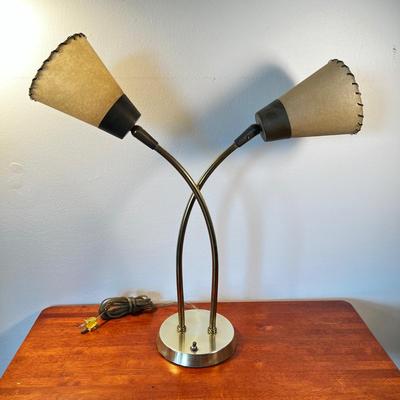 Sale Photo Thumbnail #78: Measures 24"H
Vintage lamp with parchment paper shades