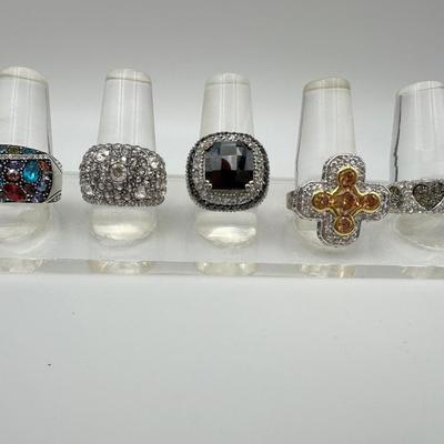 Costume Jewelry Silver Tone Rings -Various Sizes