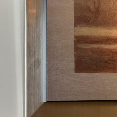 Contemporary Framed Landscape Print on Brushed Metal