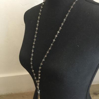 Vintage Crystal beaded cross, and faith charm necklace