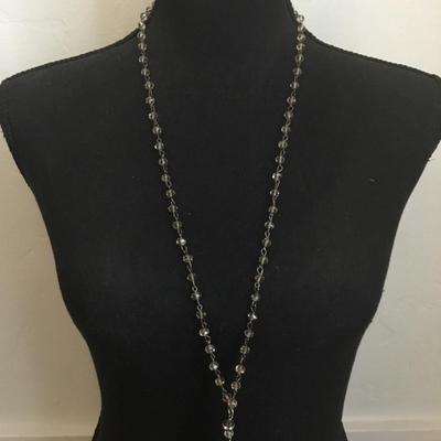 Vintage Crystal beaded cross, and faith charm necklace