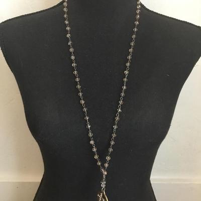 Vintage Crystal beaded cross, and faith charm necklace