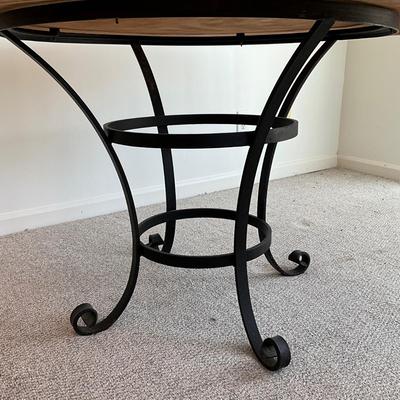 Sale Photo Thumbnail #130: Measures 30.5"H x 50" diameter
Stamped "A.B" on the bottom of the table.
Table is heavy and top pops off without screws.