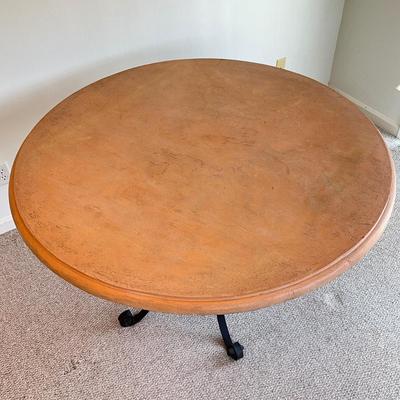Sale Photo Thumbnail #131: Measures 30.5"H x 50" diameter
Stamped "A.B" on the bottom of the table.
Table is heavy and top pops off without screws.