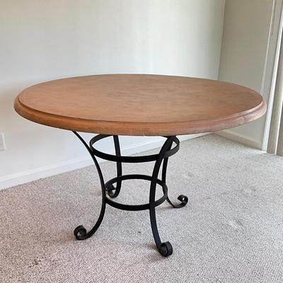 Sale Photo Thumbnail #129: Measures 30.5"H x 50" diameter
Stamped "A.B" on the bottom of the table.
Table is heavy and top pops off without screws.