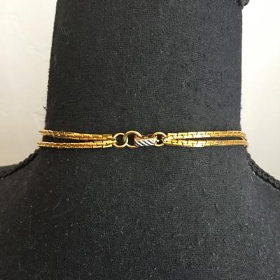 Rare unique 1950s to 1960s gold toned snake chain bowl tassel statement necklace in excellent condition