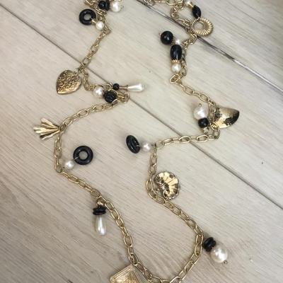 Cool vintage Gold, toned, charm statement necklace