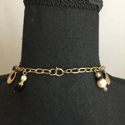 Cool vintage Gold, toned, charm statement necklace