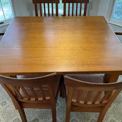 Sale Photo Thumbnail #141: Chairs measure 37"H x 19"W x 19"D, seat height 18" (5 dining and one arm chair) and are Charles Shackleton 

Table measures  46.5"W x 30"H x 54"L and is NOT made by Charles Shackleton
