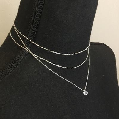 Beautiful, layered silver toned, crystal choker necklace