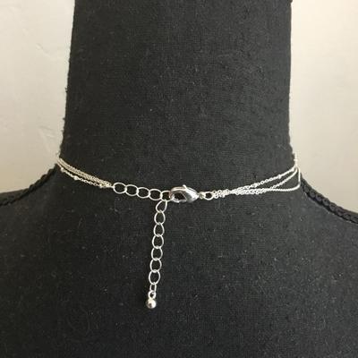 Beautiful, layered silver toned, crystal choker necklace