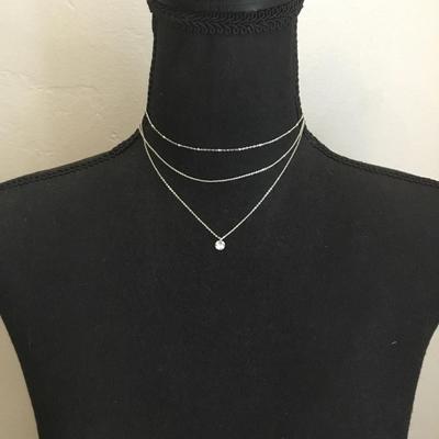 Beautiful, layered silver toned, crystal choker necklace