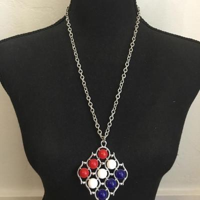 Beautiful vintage, Sarah Coventry statement, necklace, patriotic