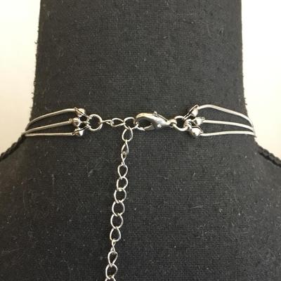 Beautiful very nice metallic silvery layered bead fashion necklace