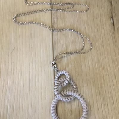 Unique silver tone, long fashion, necklace
