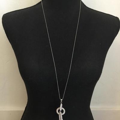 Unique silver tone, long fashion, necklace