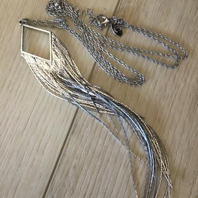 Claires gunmetal gray tassel fashion necklace