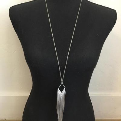Claires gunmetal gray tassel fashion necklace