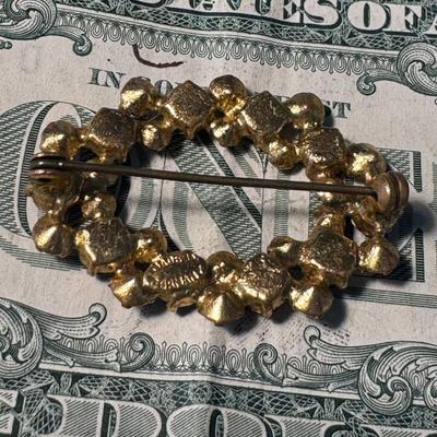 1950's Signed vintage multi-colored rhinestone brooch