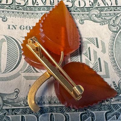 Baltic Amber Leaf Brooch