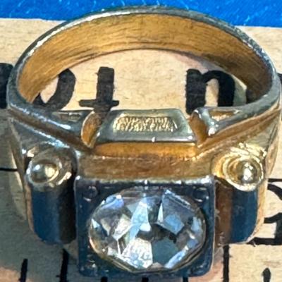 RING with a clear central rhinestone