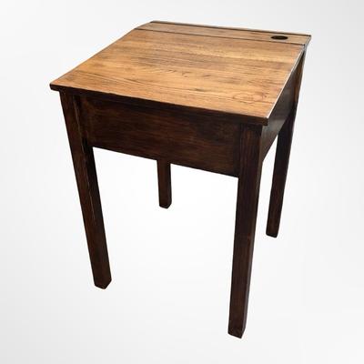 Vintage Sacred Heart School Desk with Lift-Top Storage