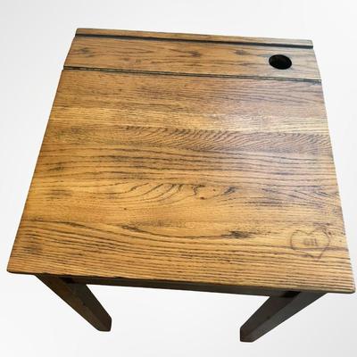 Vintage Sacred Heart School Desk with Lift-Top Storage