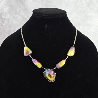 Lot 3: Silver Necklace with Multicolored Stones