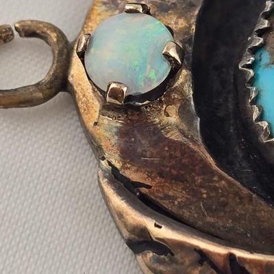 Lot 6: Native American Style Pendant with Turquoise Stones & Opal Accent Stones