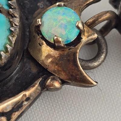 Lot 6: Native American Style Pendant with Turquoise Stones & Opal Accent Stones