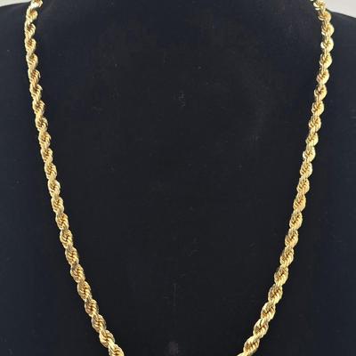 Lot 10: 14k Solid Gold 20" Diamond Cut Rope Necklace - 44g