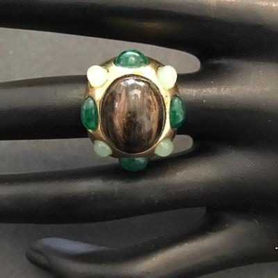 Sale Photo Thumbnail #93: Vintage Gold tone, multicolored, fashion, statement ring please see attached photos