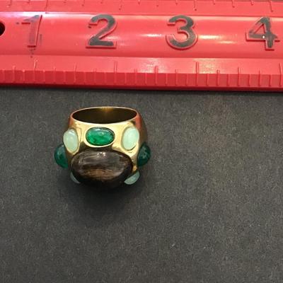 Sale Photo Thumbnail #95: Vintage Gold tone, multicolored, fashion, statement ring please see attached photos