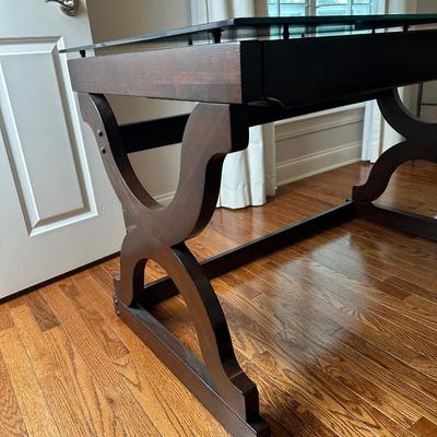 Whalen Espresso Wood Desk with Glass Surface