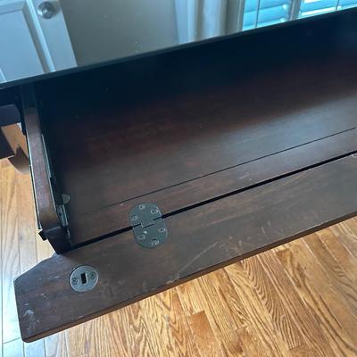 Whalen Espresso Wood Desk with Glass Surface