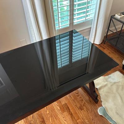 Whalen Espresso Wood Desk with Glass Surface