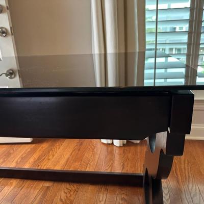 Whalen Espresso Wood Desk with Glass Surface