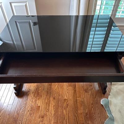 Whalen Espresso Wood Desk with Glass Surface