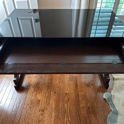Whalen Espresso Wood Desk with Glass Surface