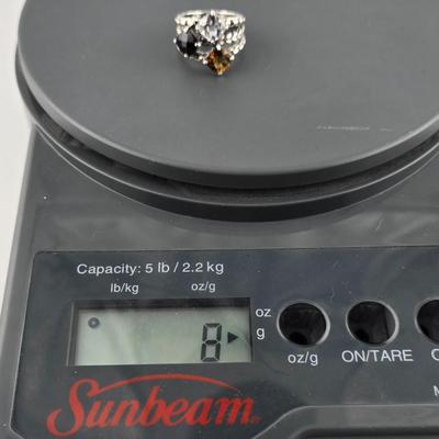 Lot 20: 925 Silver Multi-Stone Ring / Size 7 / 8g