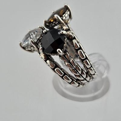 Lot 20: 925 Silver Multi-Stone Ring / Size 7 / 8g