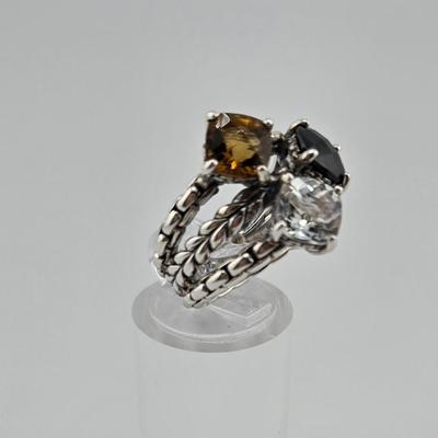 Lot 20: 925 Silver Multi-Stone Ring / Size 7 / 8g