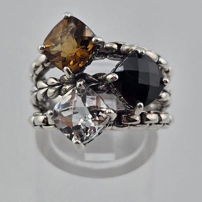 Lot 20: 925 Silver Multi-Stone Ring / Size 7 / 8g