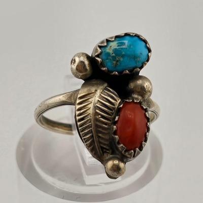 Lot 24: Three (3) Native American Style Rings with Stones/ Size 3.5, 6, 9